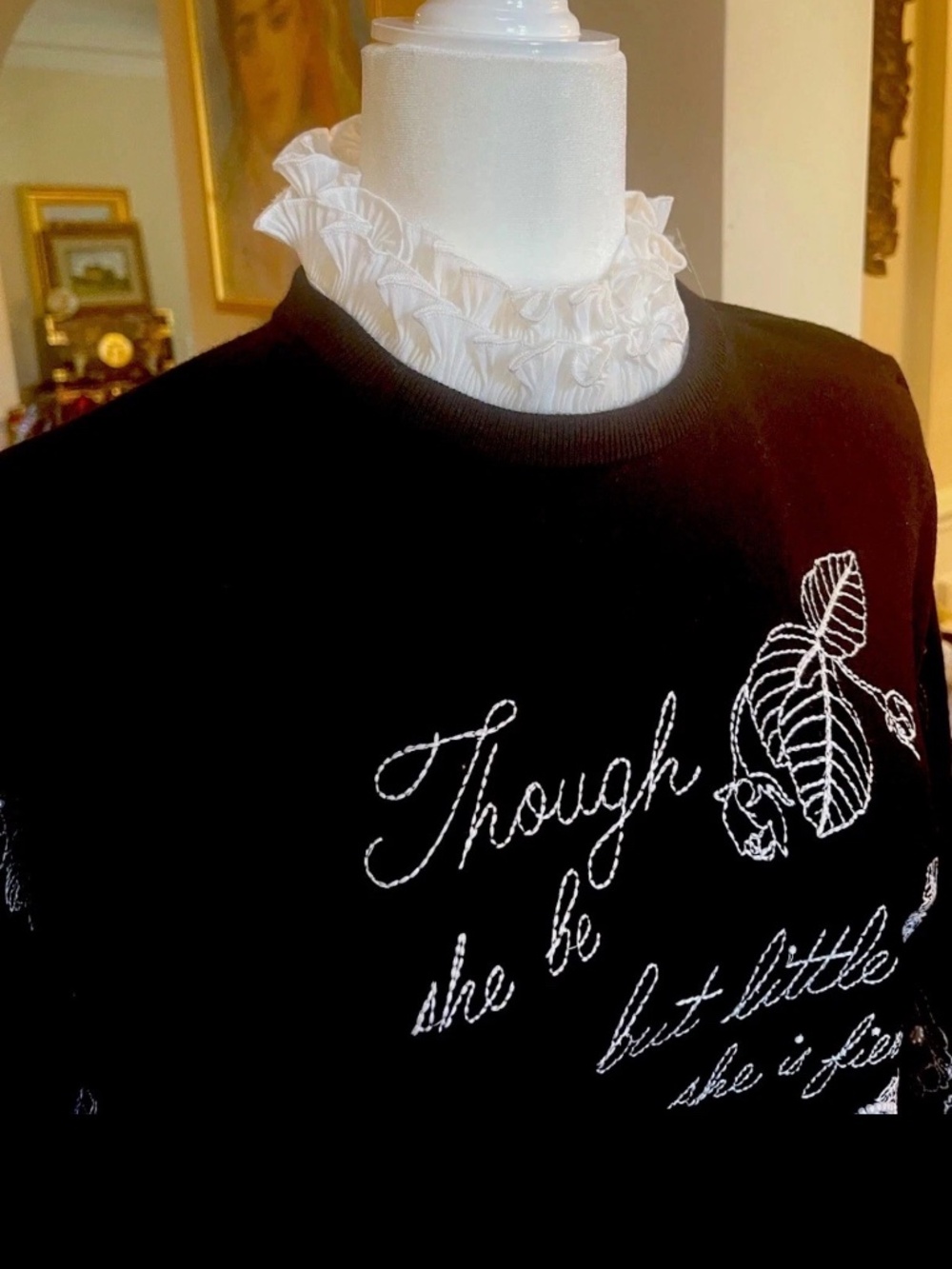 Alice + Olivia Carolann inspiring Embellished Sweater Ruffled Collar Sz S $595 - Picture 3 of 14